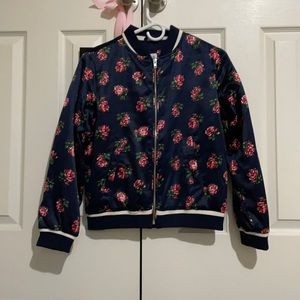 GAP kids - Navy floral bomber jacket